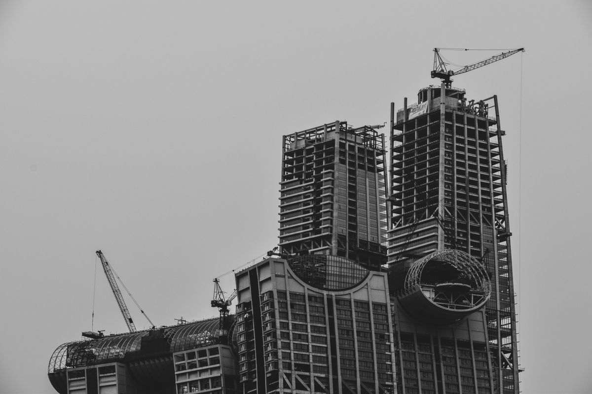 High-rise commercial tower under construction